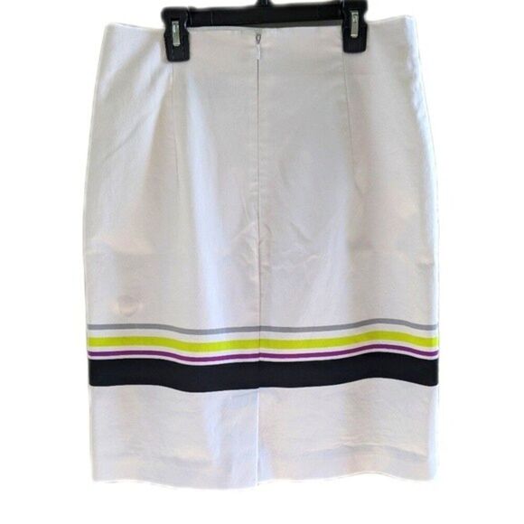 Worthington white knee-length white skirt with purple & green floral - 10 - Picture 3 of 5